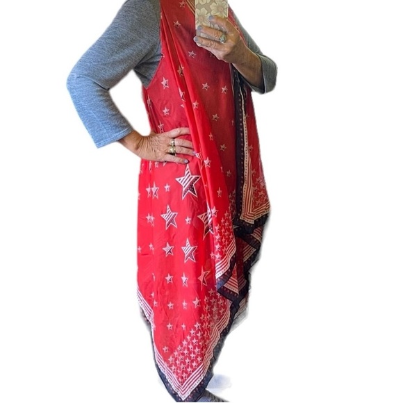 Collection‎ 18 flag stars & stripes scarf kimono super sheer long flowy 4th July - Picture 3 of 7